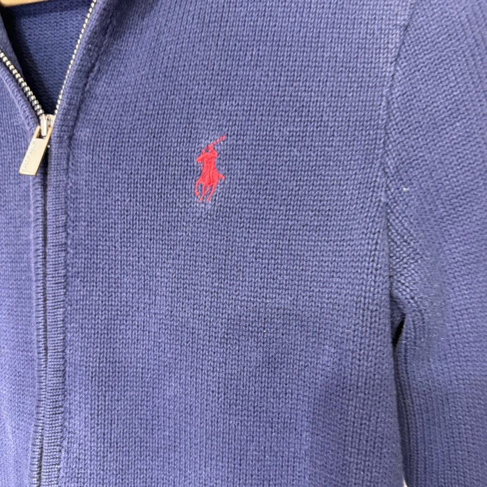 Vintage Ralph Lauren Sport zip up blue mock neck sweater with logo size small - Picture 3 of 12